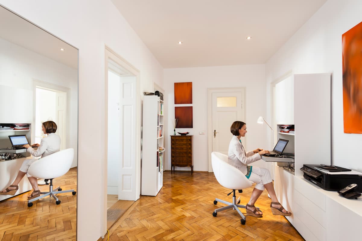 a woman working from home